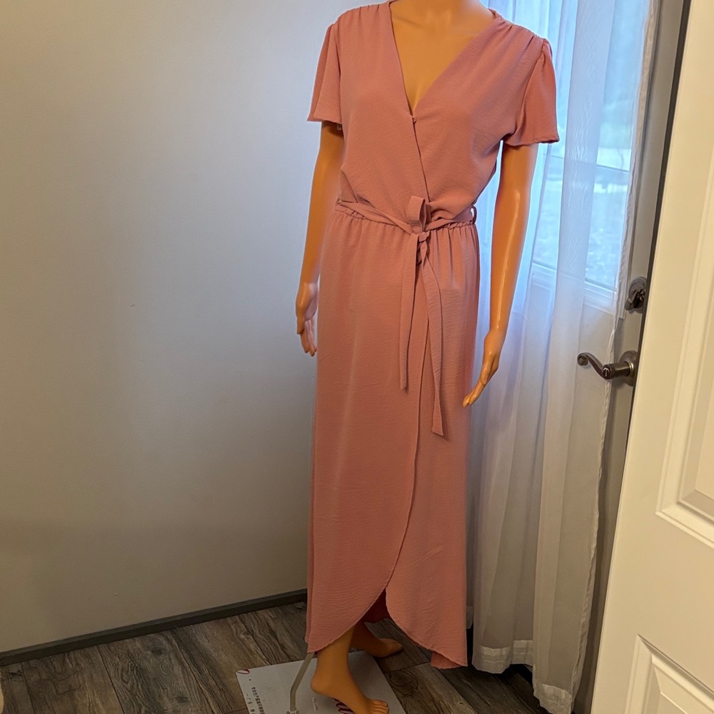 Elegant Pink Wrap Dress Fraiche by J Dresses - Nordstrom - High-Low Wrap-Rose